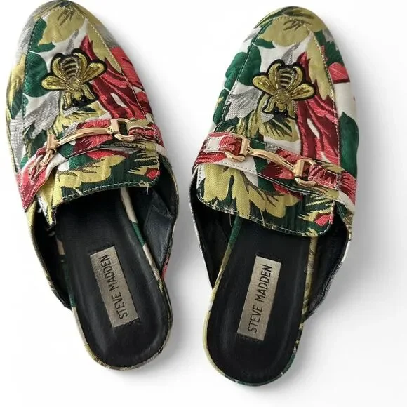 Steve Madden Kandi Queen Bee Flats Mules Floral Women's 9 - Picture 1 of 5